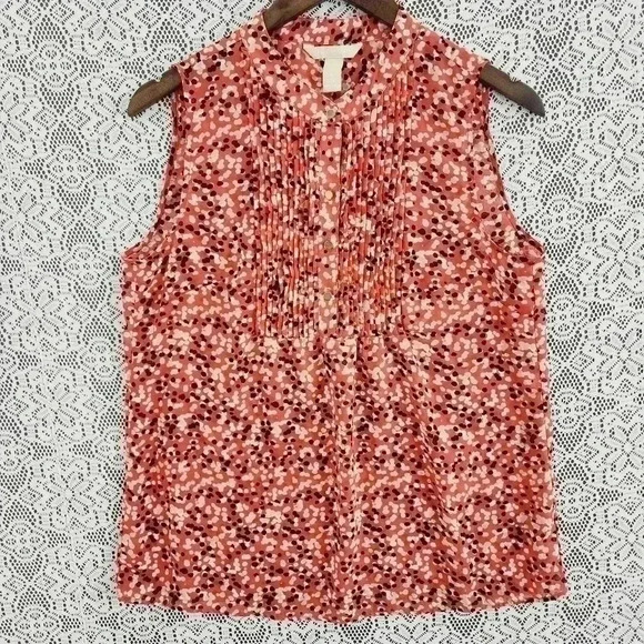 Banana Republic Printed Mock neck Chiffon Tank Top M - Picture 1 of 6